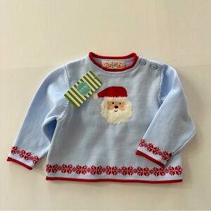 Zubels 3 Months Baby Boy Blue Red Santa Sweater Fair Isle Christmas Holiday NWT